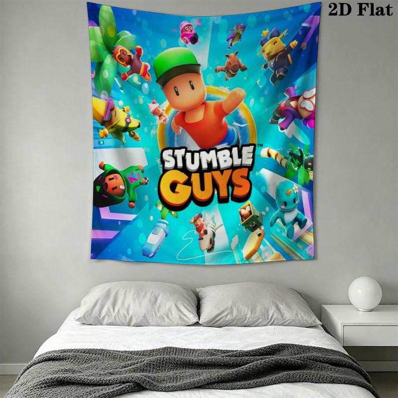 Stumble Guys Sprint Telo da Parete Stampato Coperta in Tessuto Arazzi Decorativi per Camera da Letto Soggiorno Arredamento per la Casa