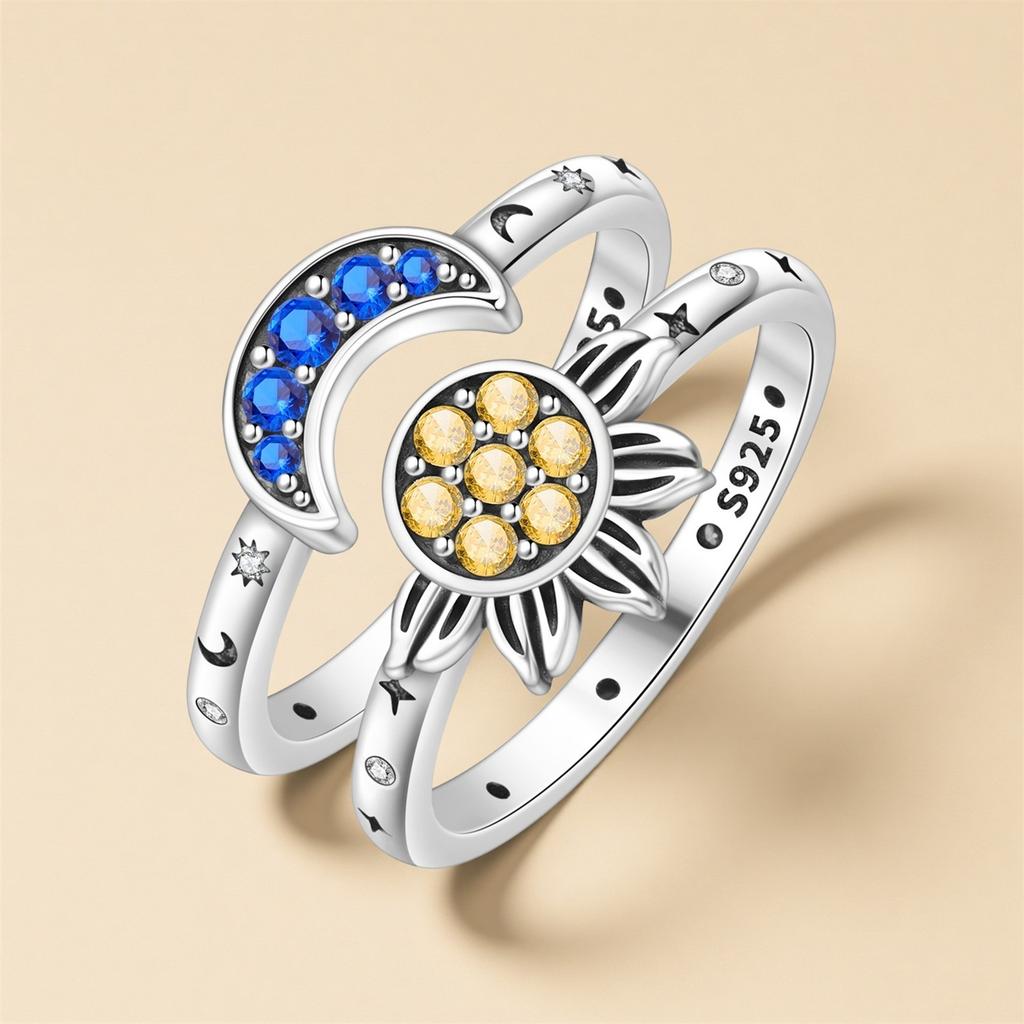 925 Sterling Silver Sparkling Star River Set Ring Closed Ring for Women Finger Ring Personality Jewelry Party Gifts