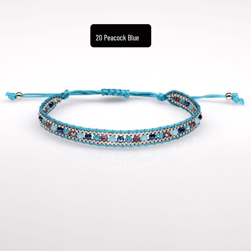 Bohemian Handmade Woven Crystal Beaded Friendship Bracelet for Women