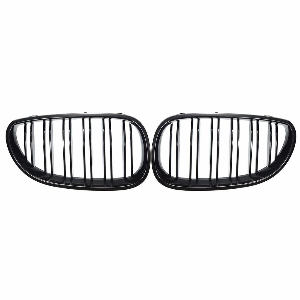 Blank Svart Front Nyre Grill Grill Panser Mesh Dobbel Linje Grill For BMW 5-serie E60 M5 E61 520i 545i 550i 535i 2003-2010