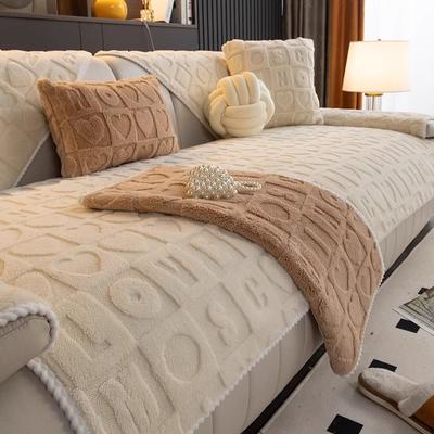 Shu Cotton Velvet Sofa Cushion Winter Thickened Fleece Sofa Cover New Cream Style Non-Slip Sofa Cover Towel