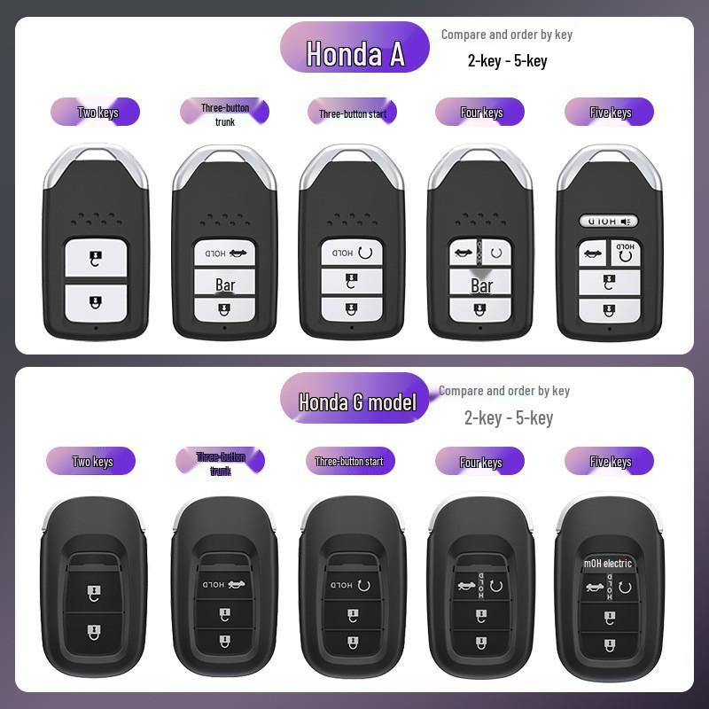 Honda Key Cover: 10th Gen Civic Accord, Breeze, XRV, Integra, HR-V, Avancier, CR-V, Lingpai, Vezel, Fit.
