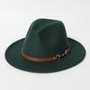 Fashionable spring and summer new wool felt hat with flat brim and wide brim, British retro jazz hat, black wool western cowboy hat