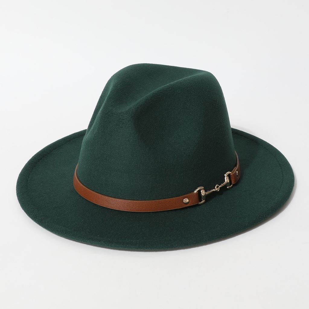 Fashionable spring and summer new wool felt hat with flat brim and wide brim, British retro jazz hat, black wool western cowboy hat