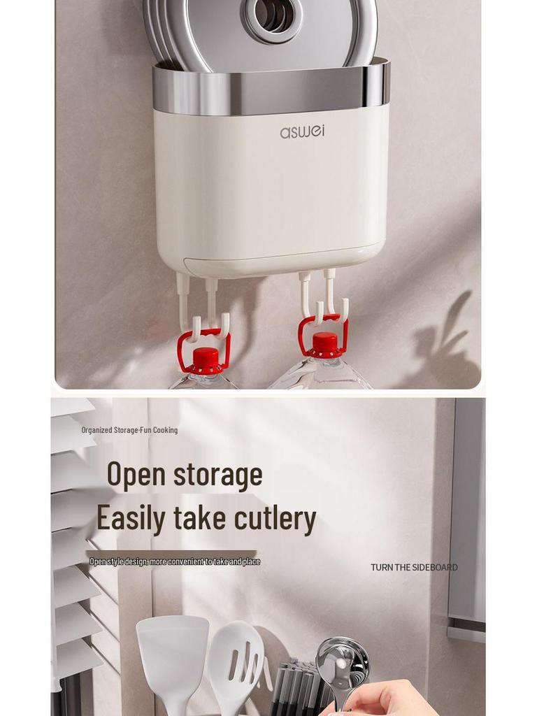 Premium Wall-Mounted Chopstick Holder & Drain Tray for Kitchen Storage
