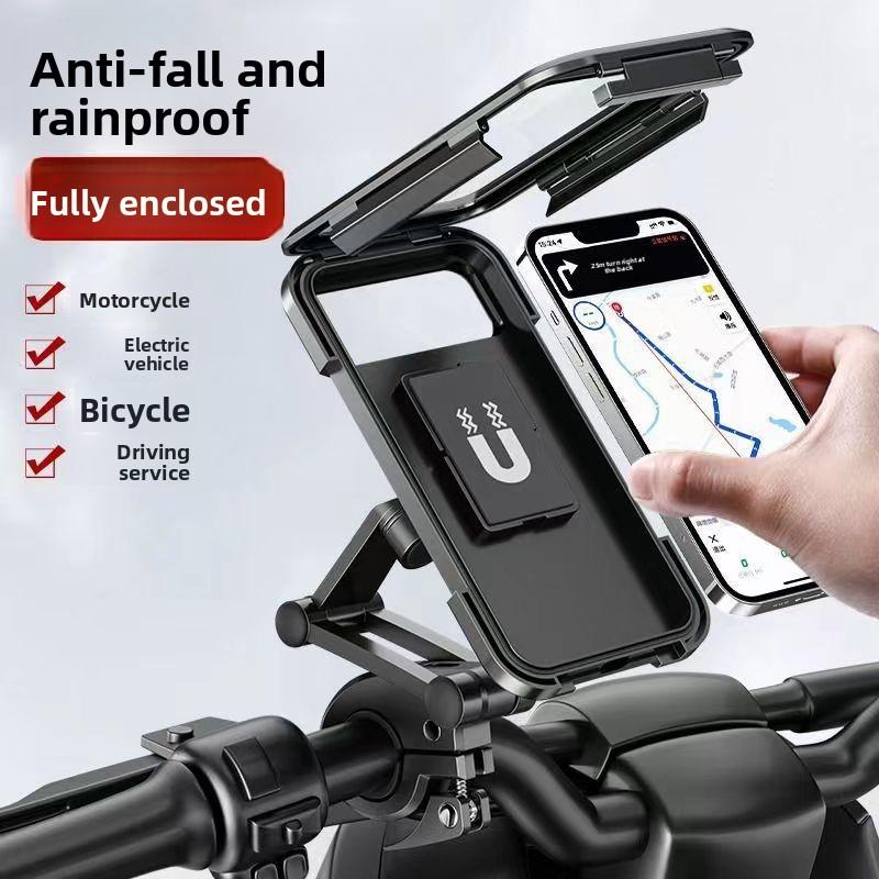 Nuovo porta telefono impermeabile per navigazione su moto elettrica per fattorini, copertura antipioggia completamente chiusa per scooter elettrico con touch screen, set da 2