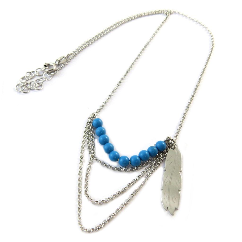 Les Trésors De Lily [P1923] - Collier Argent 'Navajos' turquoise argenté (rhodié)