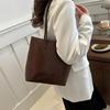 Large Capacity Handbag Korean Style Shoulder Bag PU Leather Tote Bag for Women