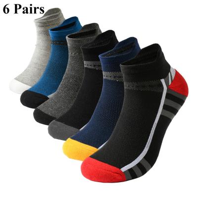 6 Pares Meias Masculinas Esportivas Casuais de Primavera e Verão Absorventes de Suor Desodorantes Respiráveis Meias de Corrida Basquete