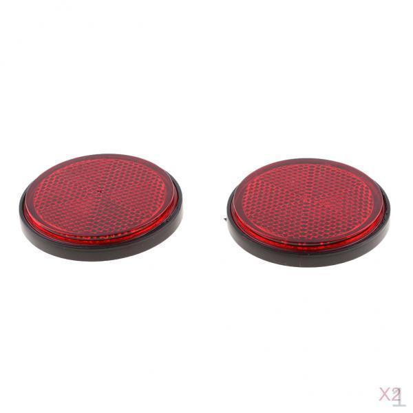 2 Pair Round Reflectors Universal for Motorcycle ATV Bike Red
