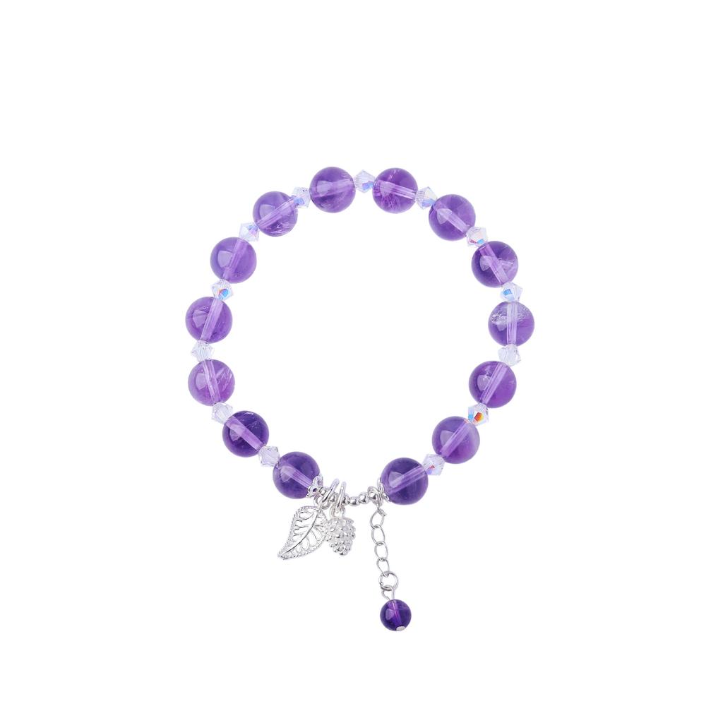 Natural Crystal Amethyst 925 Silver Bracelet Women'S Beads Beaded Jewelry Diy Bracelet