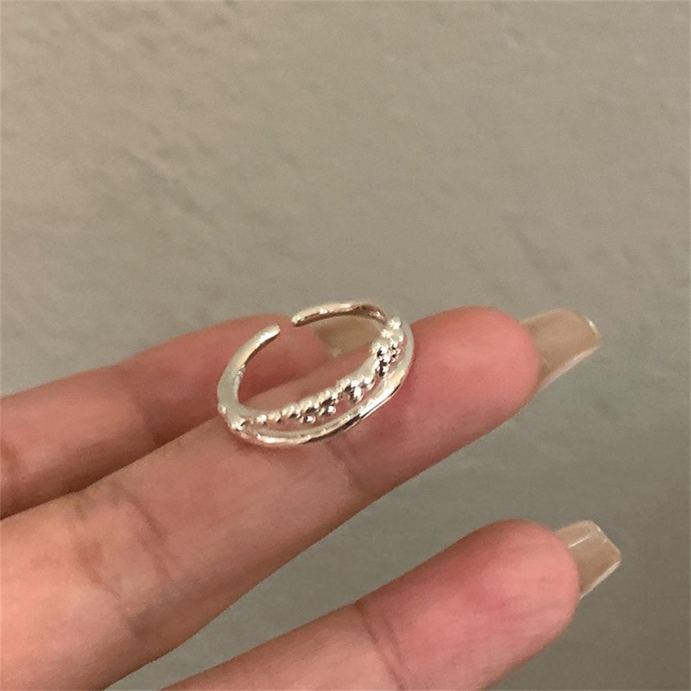 Double-layer moonstone ring Light luxury niche design ring Personality fashion temperament Versatile index finger ring