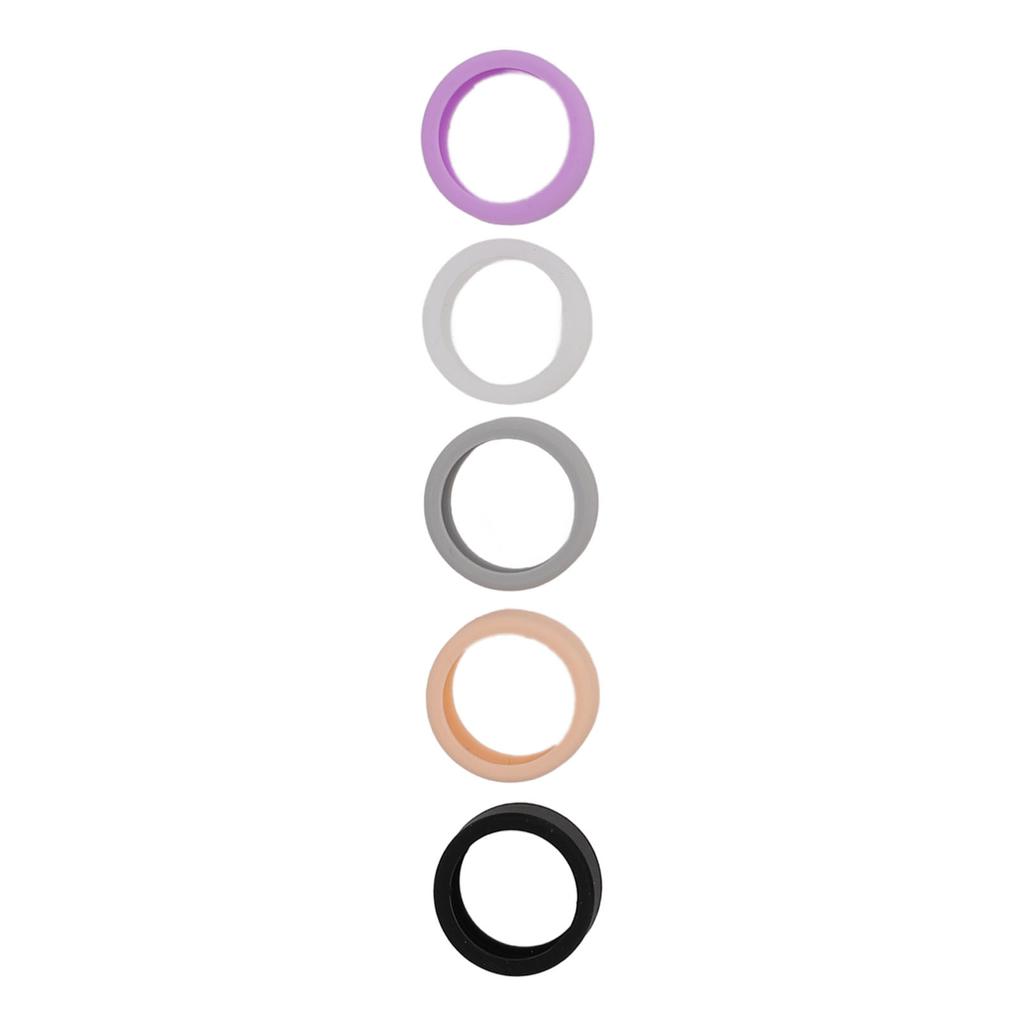 5pcs Smart Ring Sleeve Black White Gray Pink Purple Silicone Elastic Anti Scratch Skin Friendly Smart Ring Cover S for Size 6 7 8 9 10