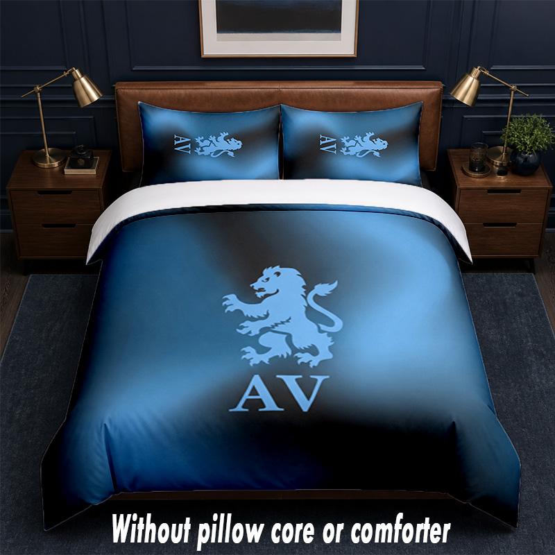 Aston Villa Football Design Bed Bedding Set 1 Duvet Cover + 2 Pillowcases Soft Breathable Household Bed Linens