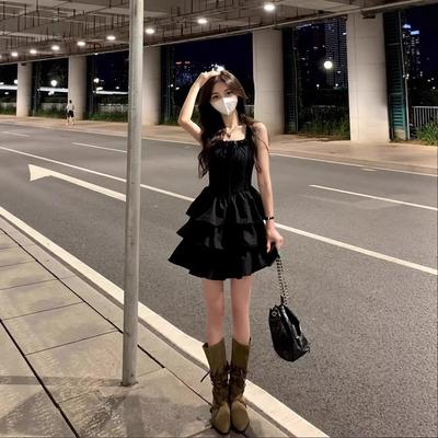 French Black Suspender Dress Children Spring and Summer New High-end Hepburn Style Princess Tutu Dress Summer