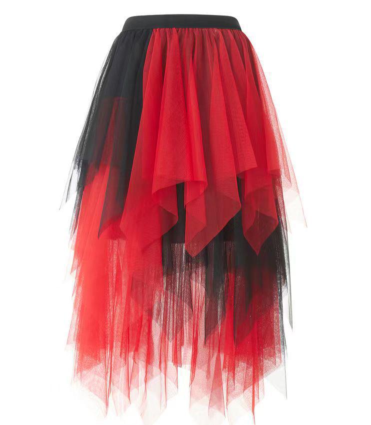 Unregelmäßiger Mesh High Waist Tüll Midi-Rock für Damen - Frühjahrsankunft 2025