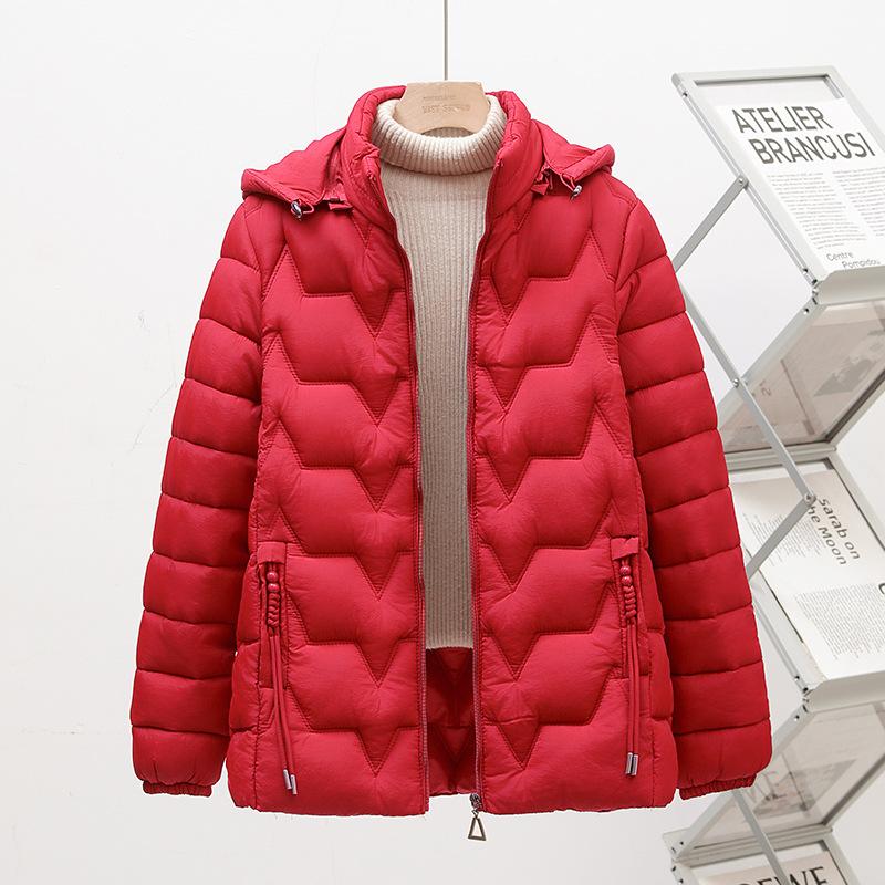 

Женская короткая отстегивающаяся шапка приталенная стеганая куртка Женская зимняя женская стеганая куртка XL-52.5kg or less красный