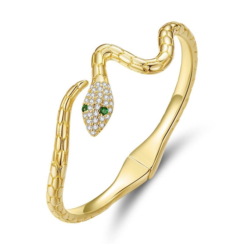 

WOSTU Silver Color Classical Snake Open Bangle Bracelets For Women Men Green White Zircon Charm Bracelet Unique Jewelry Gift