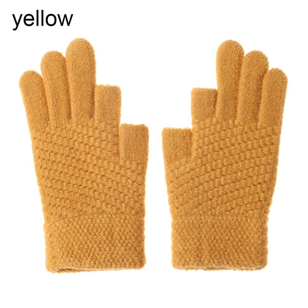 

Зимние Плюс Бархатные Мягкие Толстые Теплые Нарукавники Перчатки с сенсорным экраном Вязаные перчатки жёлтый