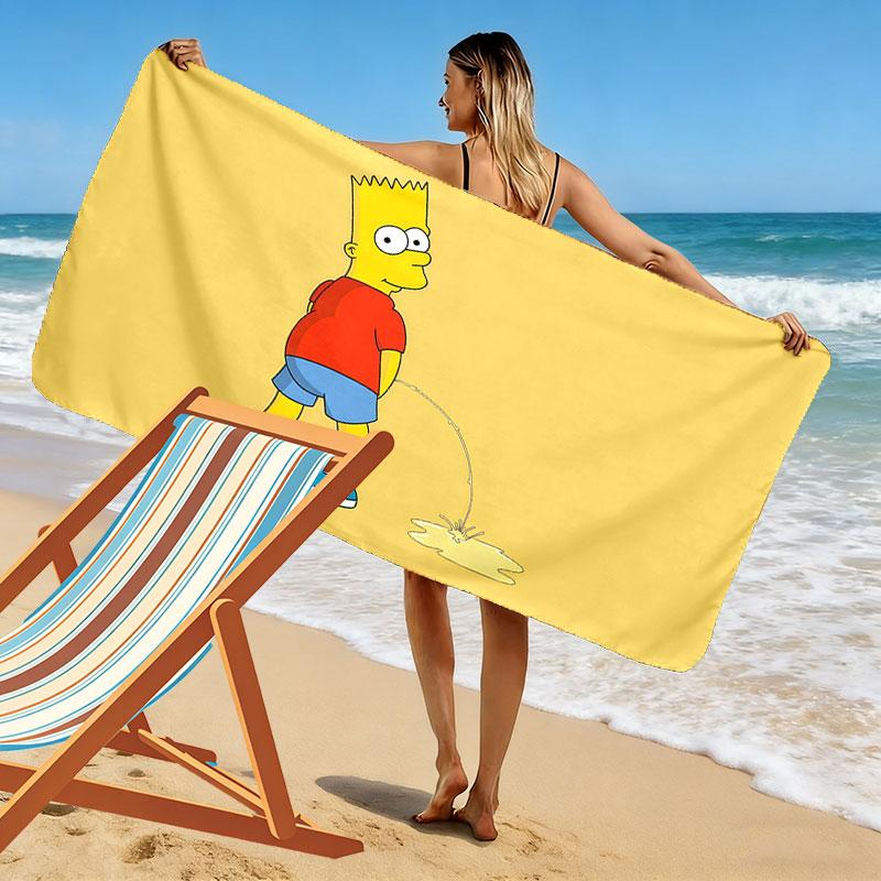 Bart Simpson The Simpsons Print Beach Towel, Large Soft Quick Dry Towel for Beach Camping Swimming