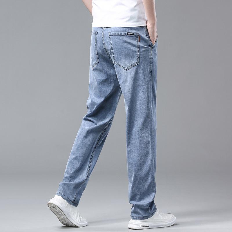 

Jeans Men s Middle-aged and Young Business Straight Loose Spring and Summer Youth Trousers Ice Silk Men s Pants 29