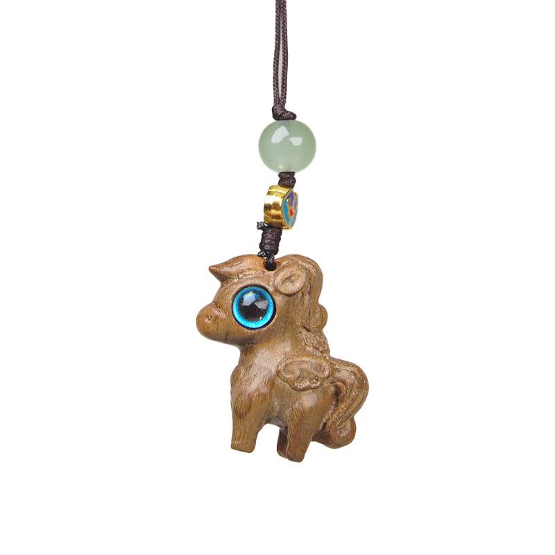 Green & Purple Sandalwood Rhinoceros and Barbie Charm Keyring & Backpack Pendant