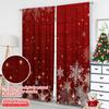 Flat Printing Happy Christmas Party Curtains Red Snowflakes Festive Digital Printed Polyester Drapes Family Curtain Set Of 2 Made Washable