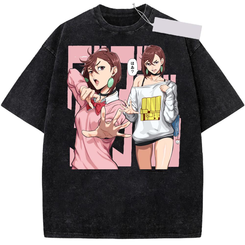 Anime Dandadan Ayase Momo Graphic T Shirt Men Women Short Sleeve Clothing Oversized Tshirt Washed Cotton Tee Harajuku T-shirt