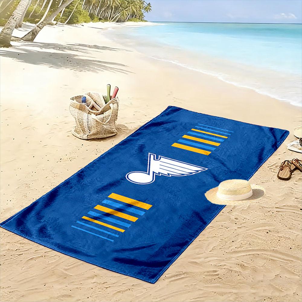 "Blue and Yellow Stripes with Winged Note" Patterned beach towel quick dry perfect for travel outdoor sports jogging the beach and swimming