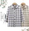 Women's Plaid Long Sleeve Pure Cotton Shirt for Spring/Autumn - Loose Fit for Middle-Aged and Elderly