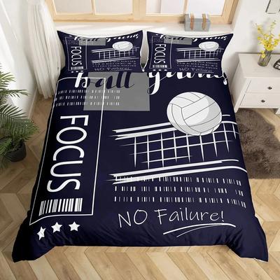 Volleyball Duvet Cover Set Queen Size Ball Sports Theme Bedding Set For Teens Bedroom Decor Black And White Comforter Cover