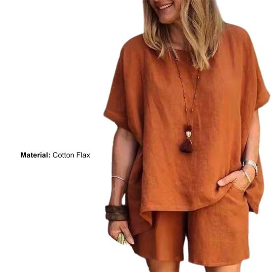 2 Teile/satz Pullover Damen Anzug O Neck Plus Größe Reine Farbe Top Shorts Anzug Frauen Zubehör