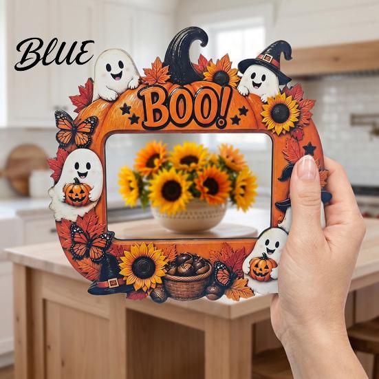 Vintage Pastoral Style Halloween Photo Frame Wooden Desktop Picture Holder for Spooky Party Decoration Bed And Breakfast Decor Festive Home