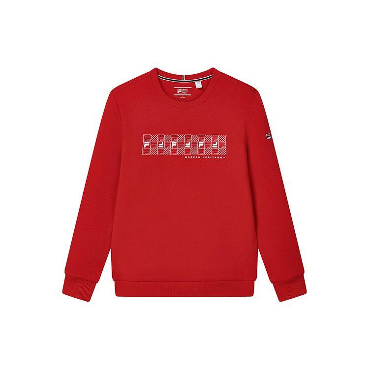 

FILA Logo Embroidered Knitted Sports Crew Neck Sweatshirt Men sweatshirt Legendary-Red F11M211202FRD M