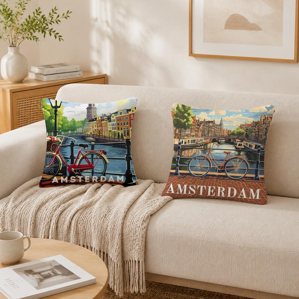 Amsterdam Niederlande Kissenbezug Beidseitig Plüsch Sofakissenbezüge Bio Atmungsaktiv Versteckter Reißverschluss