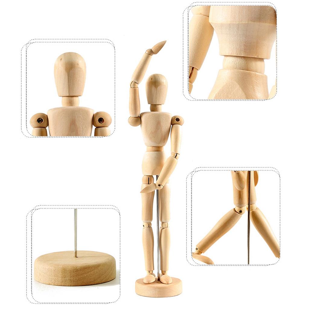 8 Zoll Holz-Mannequin Körperproportionen Zeichen-Mannequin 14 drehbare Gelenke Verschiedene Formen Kunst-Mannequin für Künstler Kinder