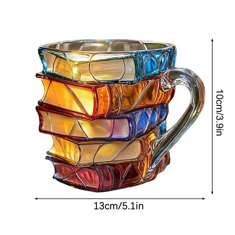 11oz Painted Book Mug Novelty 3d Painted Books Coffee Mug Unique Colorful Resin Books Stack Coffee Cup Collection Gifts
