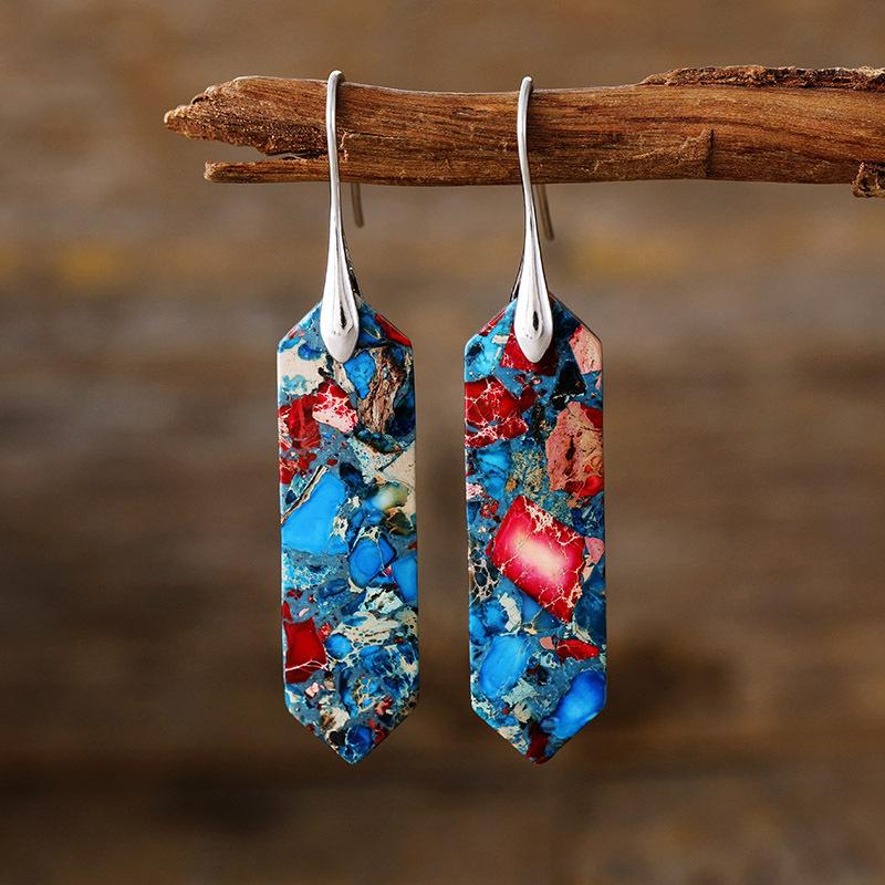 Premium Bohemian Geometric Natural Stone Emperor Stone Earrings Earrings Earrings Popular Accessories