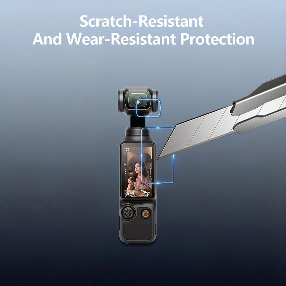 2-Pack Tempered Glass Screen Protector for DJI Osmo Pocket 3 Full Coverage Lens Protector Film Set with Cleaning Kit
