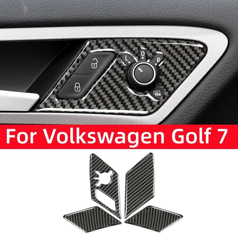 For Volkswagen Golf 7 Gti R Gte Gtd Mk7 2013- Door Lock Switch Panel Trim Cover Carbon Fiber Decor Sticker Car Accessories