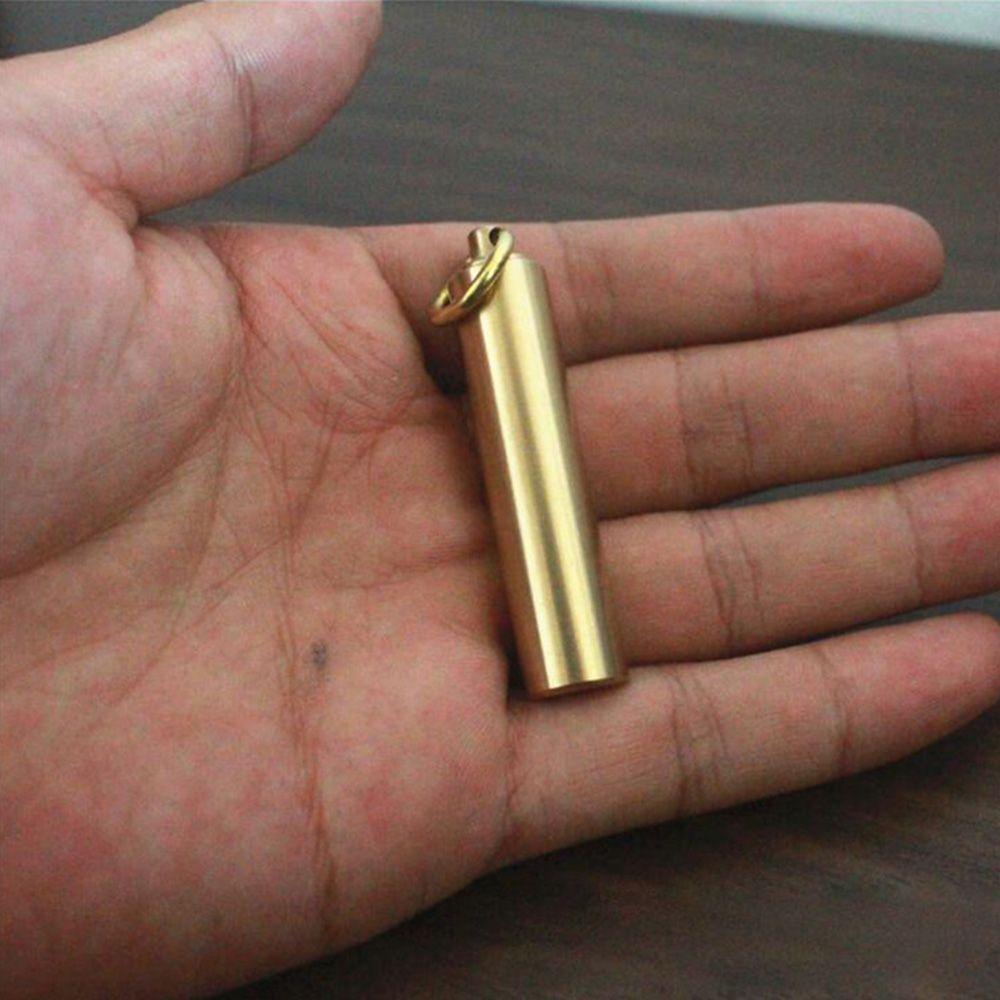 Storage Mini Drug Holder Waterproof Capsule Brass Case Pill Outdoor Medicine Bottle