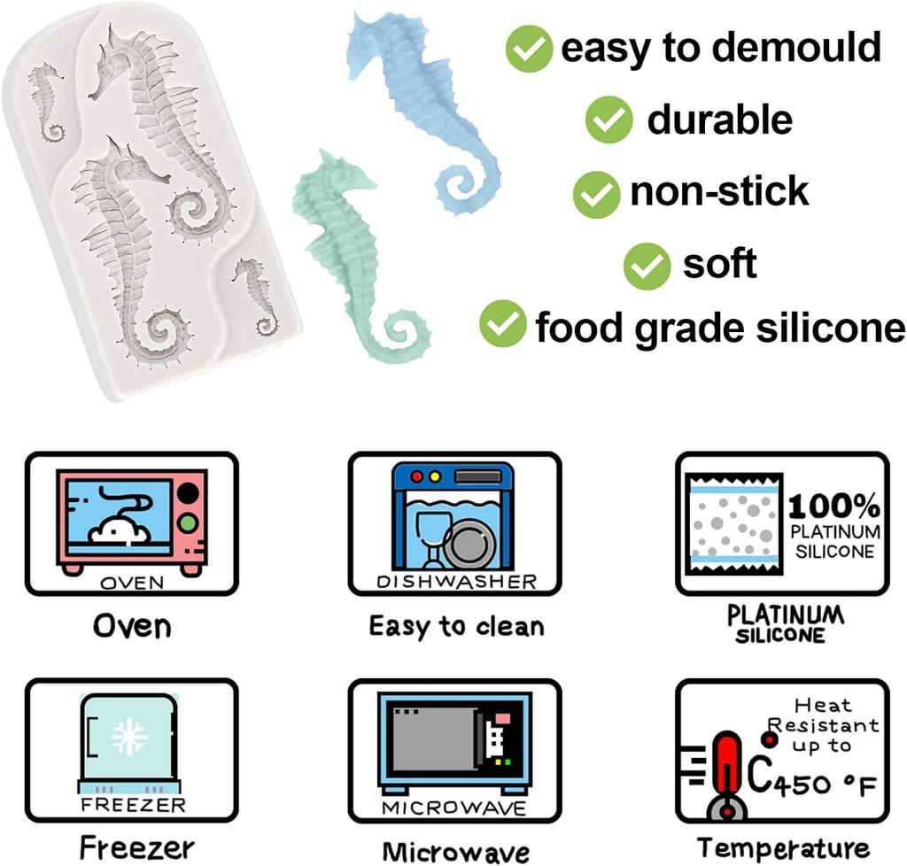 New Seahorse Shape Fondant Cake Mold Candy Chocolate Silicone Mold Cookies Biscuits Mould Kitchen Baking Cake Decorating Tools
