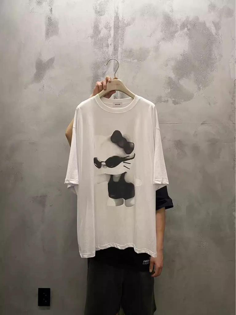 Plus Size Cartoon Cat Print Pure Cotton T-Shirt – Women's Short Sleeve Summer Top