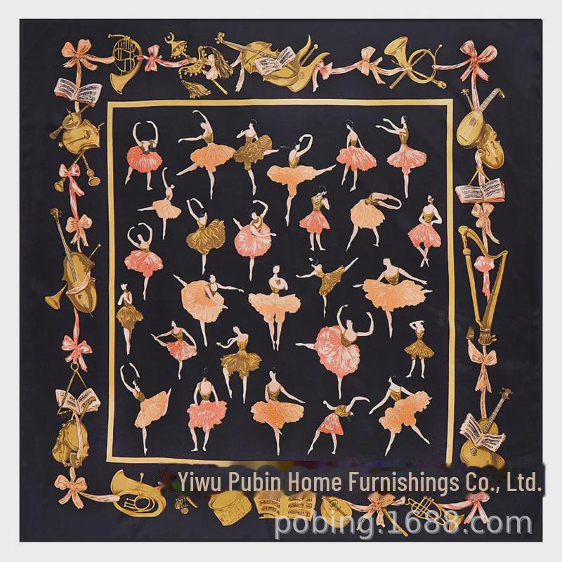 

Новий європейський та американський квадратний шарф-шаль із квітковим принтом у джунглях із атласною шовковою саржею 130 см 130cm