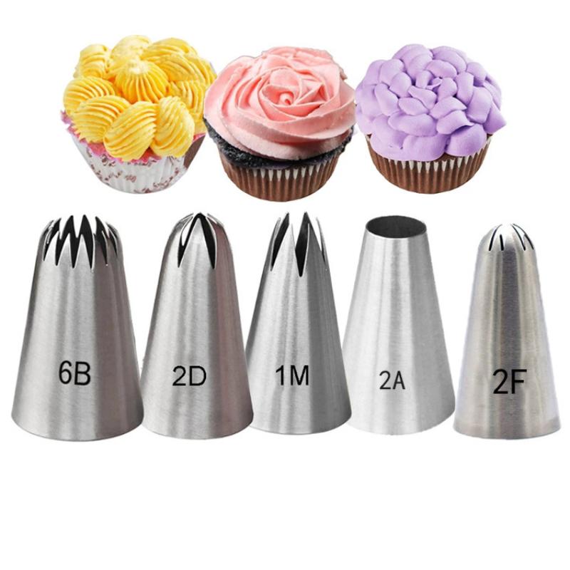5-Piece Large Size Cake Decorating Piping Tips Set Durable Stainless Steel For Icing Fondant Cupcake Decoration