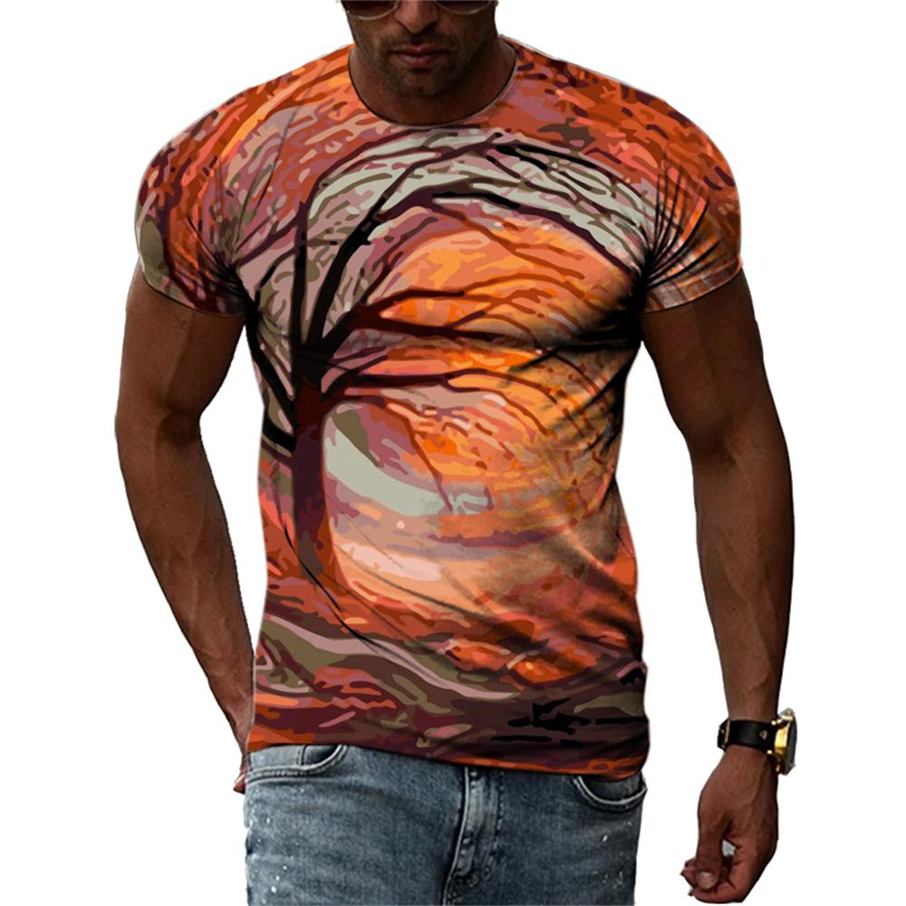 New Fashion Europe and America Retro Graffiti Men T-Shirt Summer Trend Casual Personality Street Style Printed Short Sleeve Tees