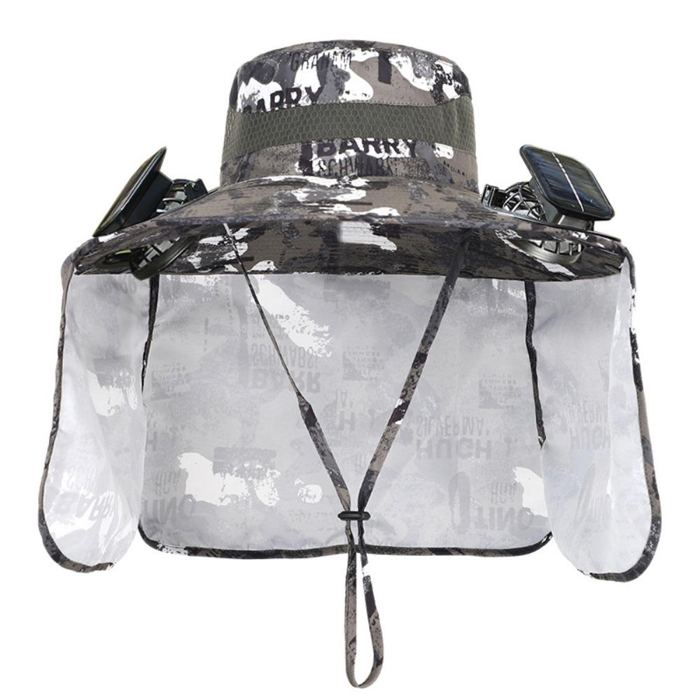 Sun Protection Sun Hat with 2 Solar Fan Fishing Hat  for Fishing Hiking Mountaineering