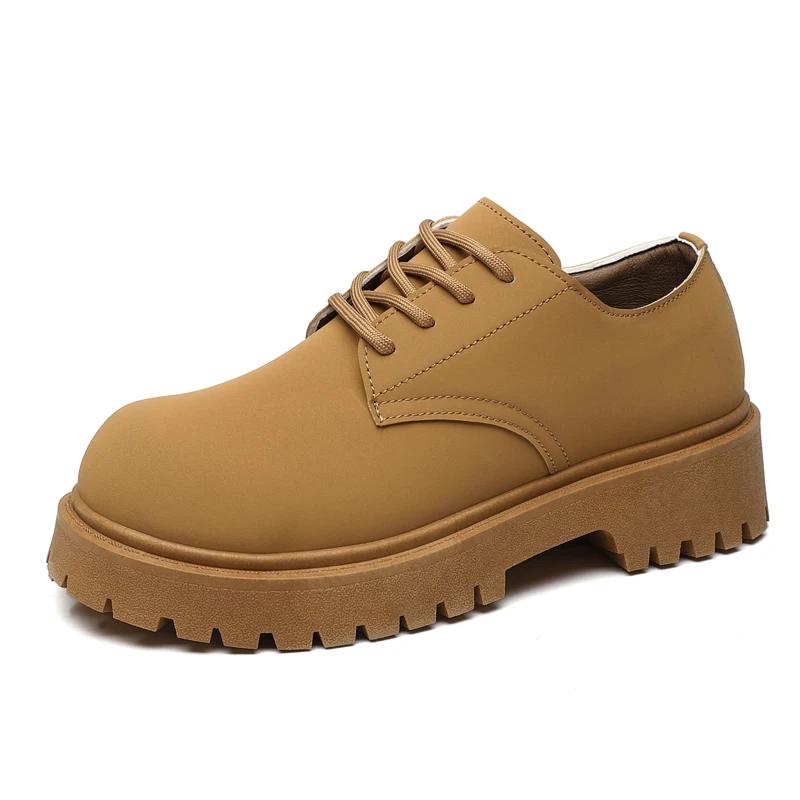 

Мужская кожаная обувь Толстая подошва Круглый носок Платформа Мужская Повседневная Обувь Дерби Коровья кожа Классическая Оригинальная Законная Дизайнерская 46