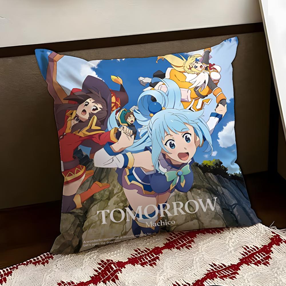 Anime IIsekai QQuartet Cushion Cover Reversible Soft Durable Pillow Cover Home  Car MultiScene Use for Daily Comfort
