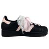 adidas Originals Superstar 2 Lace Sweetheart Abrasion Resistant Breathable Low Top Skateboard Shoes Women's Black Pink JI0079(Team1090-)